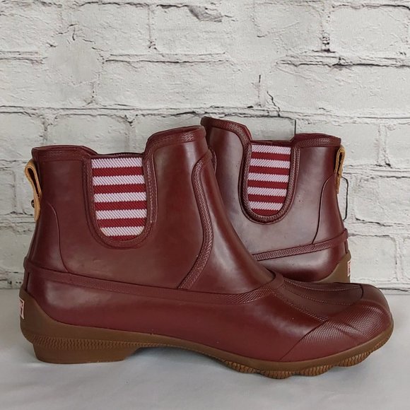 SPERRY 'SYREN COVE' RAIN BOOTS LEATHER PULL STRAP - Picture 6 of 16